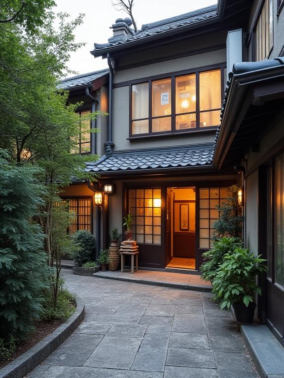 趣のある神楽坂の路地に面した小桜化粧品の工房の外観