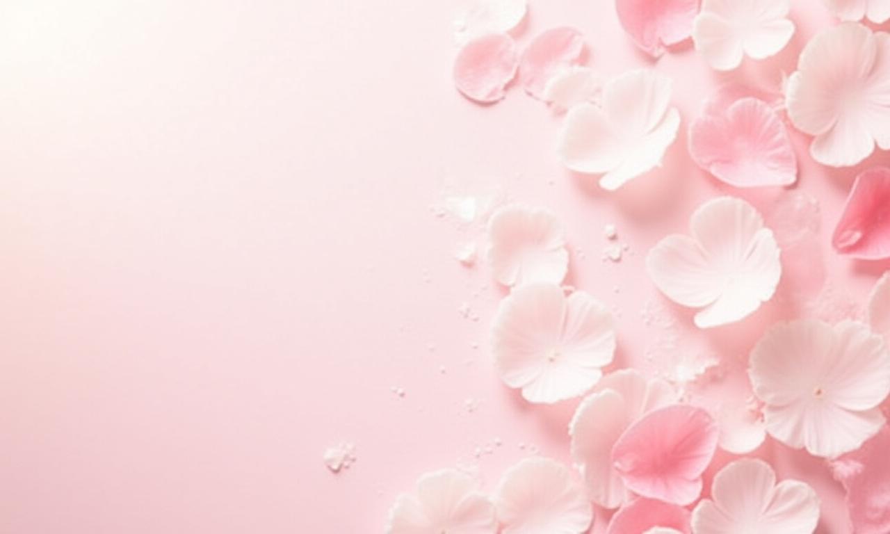 桜の花びらと化粧品のテクスチャーが融合した背景